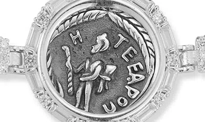 Shop Chloe & Madison Cz Coin Bracelet In Silver
