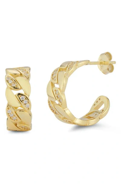 Shop Chloe & Madison Cz Chain Hoop Earrings In Gold