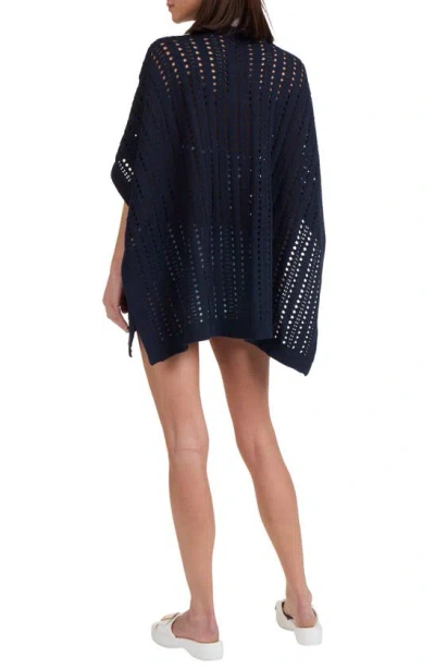 Shop Bruno Magli Openwork Cover-up Poncho In Navy