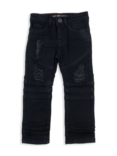 Shop X-ray Boy's Distressed Moto Skinny Jeans In Black Wash