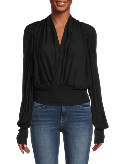 Shop Iro Women's Barba Surplice Cashmere Blend Top In Black