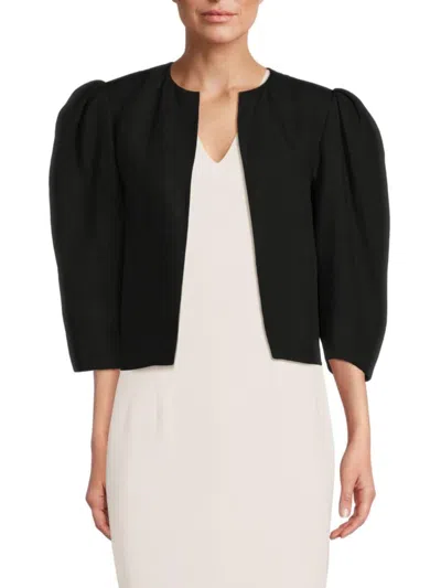 Shop Akris Women's Puff Sleeve Linen Cardigan In Black