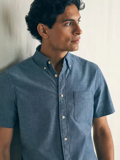 Faherty Short-sleeve Stretch Playa Shirt (tall) In Weathered Blue