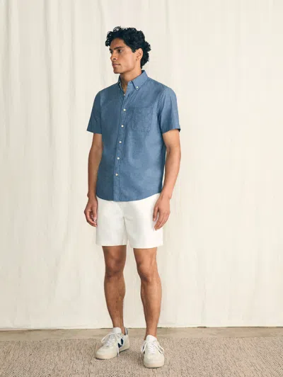 Faherty Short-sleeve Stretch Playa Shirt (tall) In Weathered Blue