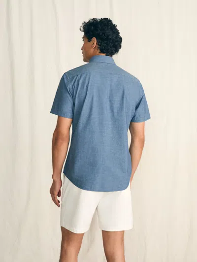 Faherty Short-sleeve Stretch Playa Shirt (tall) In Weathered Blue