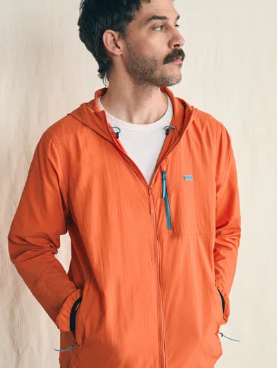 Faherty Shorelite Packable Anorak Jacket In Isle Orange