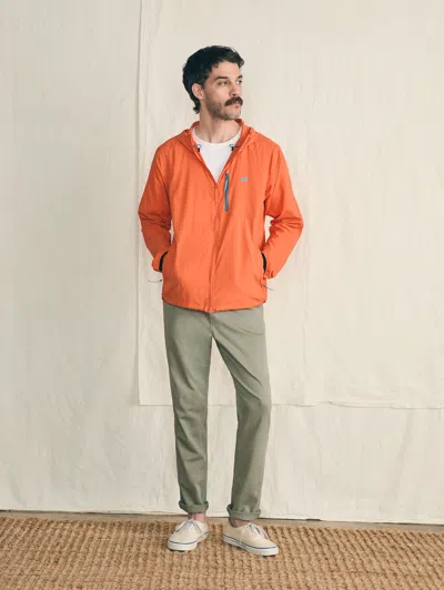 Faherty Shorelite Packable Anorak Jacket In Isle Orange