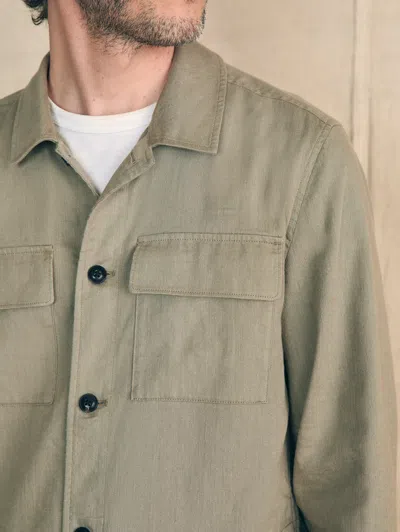 Shop Faherty Movement&trade; Flex Linen Shirt Jacket In Olive Isle