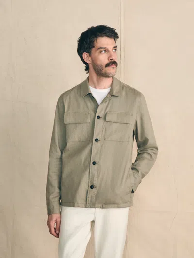 Shop Faherty Movement&trade; Flex Linen Shirt Jacket In Olive Isle