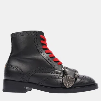 Pre-owned Gucci Queercore Ankle Boots Black Leather Eu 36 Uk 3