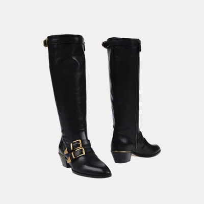Pre-owned Chloé Leather Knee Length Boots Size 39 In Black