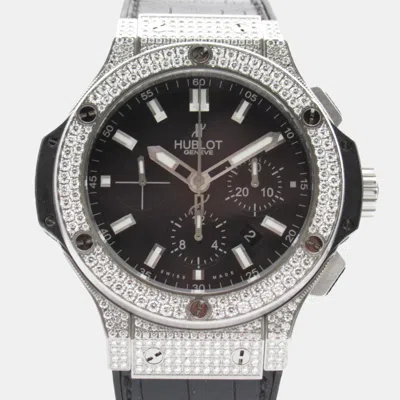 Pre-owned Hublot Black Diamond Stainless Steel Big Bang 301.sx.1170.rx.1704 Automatic Men's Wristwatch 44 Mm