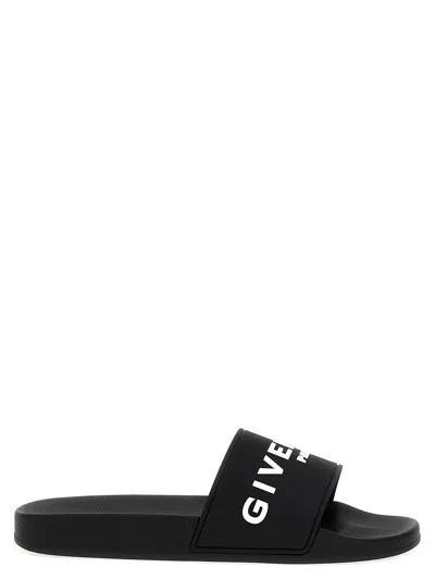 Shop Givenchy Plage Capsule Slides Sandals In White/black