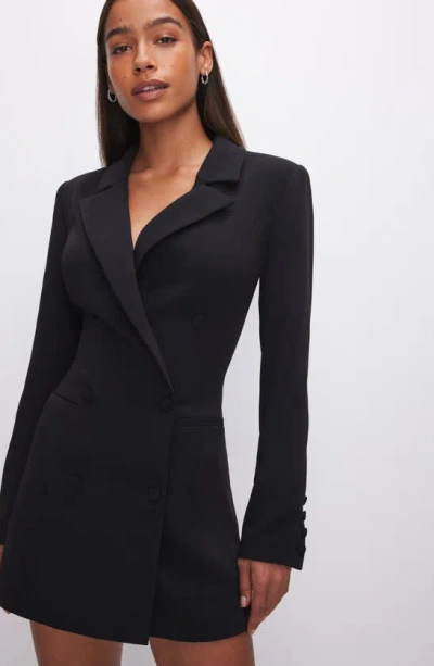 Shop Good American Luxe Suiting Exec Long Sleeve Blazer Minidress In Black001