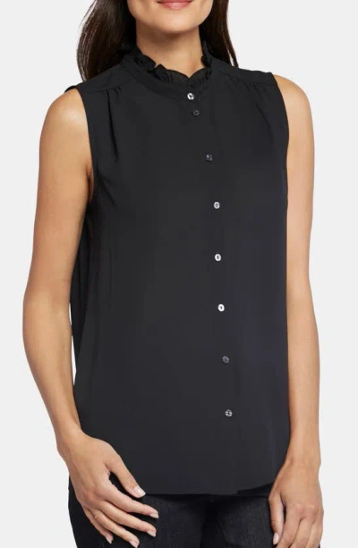 Shop Nydj Print Ruffle Neck Sleeveless Top In Black