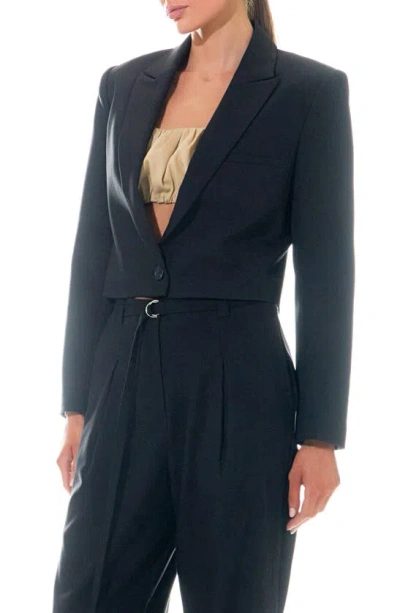 Shop Grey Lab One-button Crop Blazer In Black