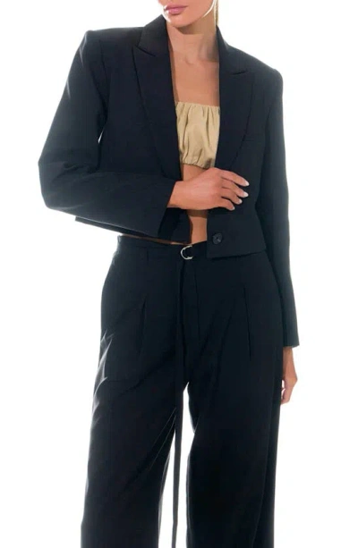 Grey Lab One Button Crop Blazer In Black
