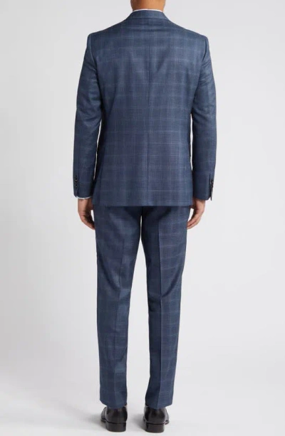 Shop Ted Baker Jay Slim Fit Plaid Wool Suit In Mid Blue