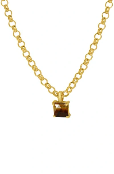 Shop Dean Davidson Nomad Stone Pendant Necklace In Tiger Eye/ Gold