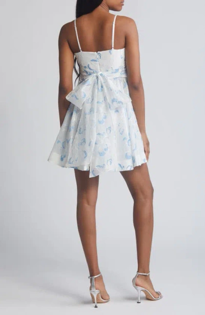 Shop Likely Kia Floral Fit & Flare Dress In Light Blue/ White
