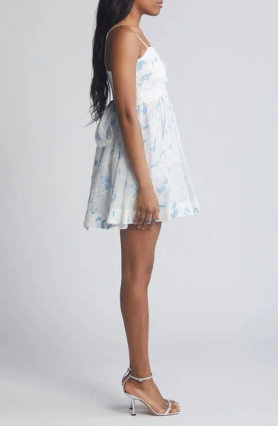 Shop Likely Kia Floral Fit & Flare Dress In Light Blue/ White