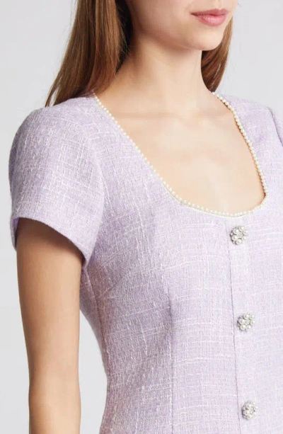 Shop Likely Cira Embellished Tweed Minidress In Lilac