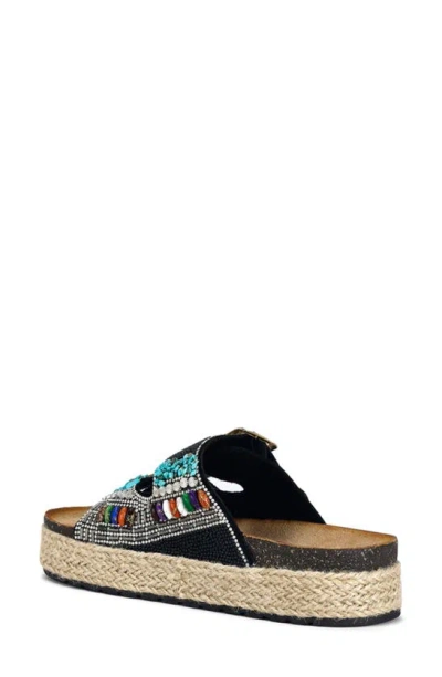 Shop Azalea Wang Kaylum Embellished Platform Slide Sandal In Black Multi