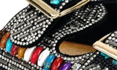Azalea Wang Kaylum Embellished Platform Slide Sandal In Black Multi