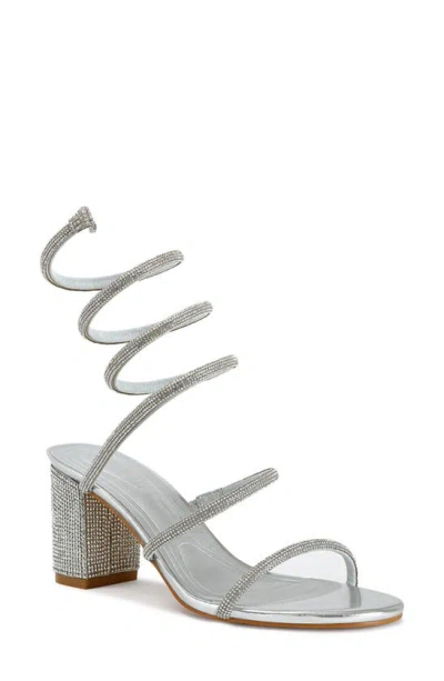 Shop Azalea Wang Soledad Rhinestone Ankle Wrap Sandal In Silver