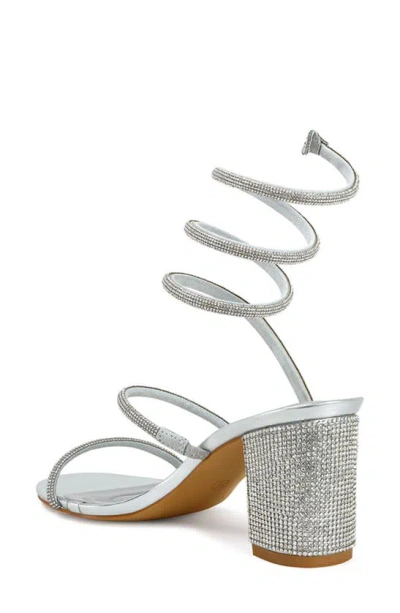 Shop Azalea Wang Soledad Rhinestone Ankle Wrap Sandal In Silver