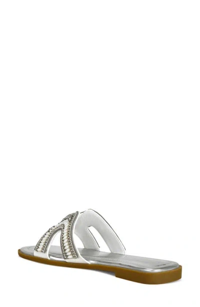 Azalea Wang Madiha Embellished Slide Sandal In Silver
