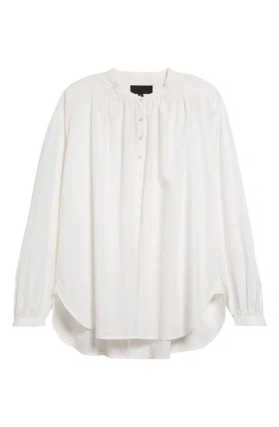 Shop Nili Lotan Neville Cotton Popover Shirt In Ivory Dobby Stripes