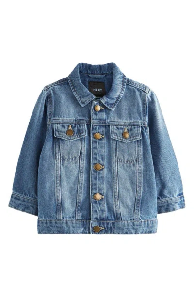 Shop Next Kids' Cotton Denim Trucker Jacket In Blue