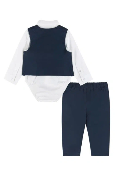 Shop Andy & Evan Vest, Button-up Bodysuit, Pants & Bow Tie Set In Navy