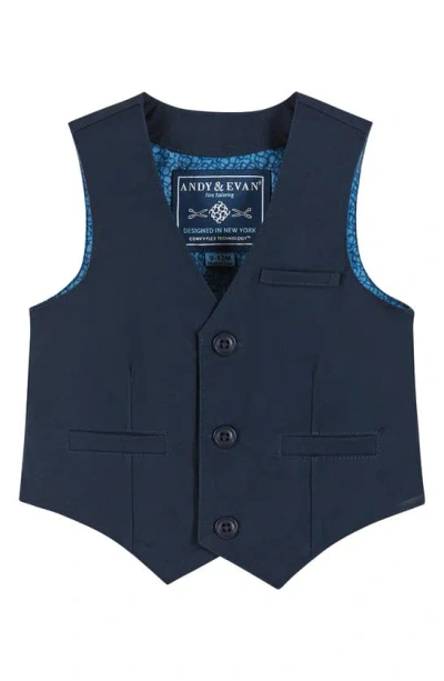 Andy & Evan Vest, Button-up Bodysuit, Pants & Bow Tie Set In Navy