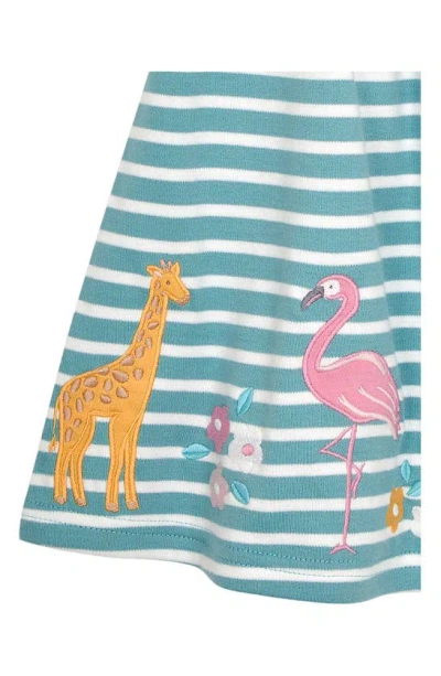 Shop Jojo Maman Bébé Safari Animals Appliqué Stripe Dress In Duck Egg