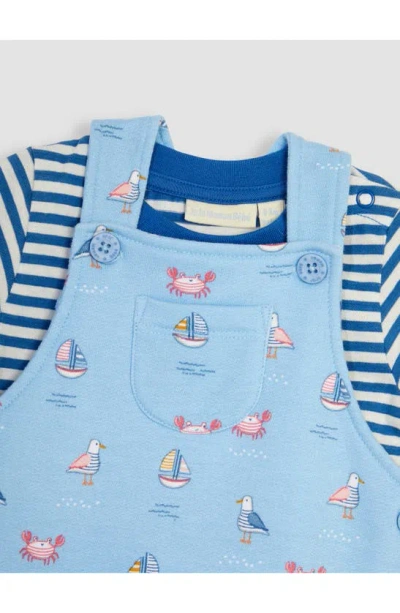 Shop Jojo Maman Bébé Jojo Maman Bebe Stripe T-shirt & Nautical Print Cotton Overalls Set In Blue