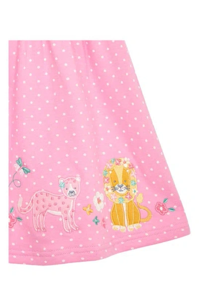 Shop Jojo Maman Bébé Polka Dot Cats Appliqué Cotton Dress In Pink