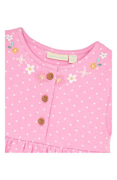 Shop Jojo Maman Bébé Jojo Maman Bebe Polka Dot Cats Appliqué Cotton Dress In Pink