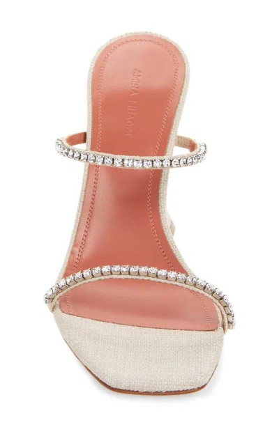 Shop Amina Muaddi Gilda Crystal Strap Slide Sandal In Beige/ Crystal