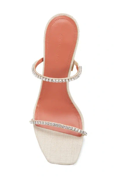 Shop Amina Muaddi Gilda Crystal Strap Slide Sandal In Beige/ Crystal