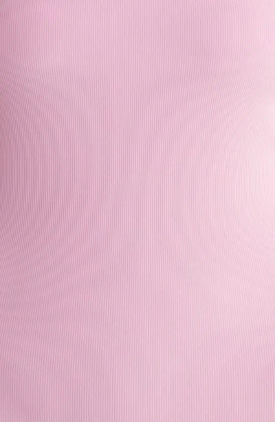 Shop Zella Luxe Rib Bike Short Bodysuit In Purple Pastel