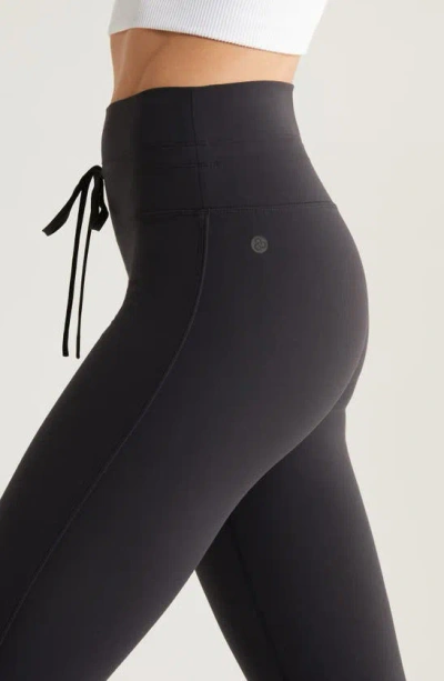 Shop Zella Studio Luxe High Waist Drawstring Ankle Leggings In Black