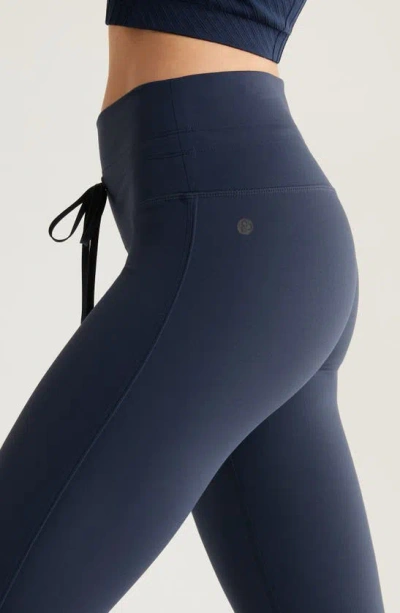 Shop Zella Studio Luxe High Waist Drawstring Ankle Leggings In Navy Sapphire