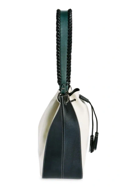 Shop Strathberry X Collagerie Large Bolo Colorblock Leather Bucket Bag In Black/ Off White/ Green