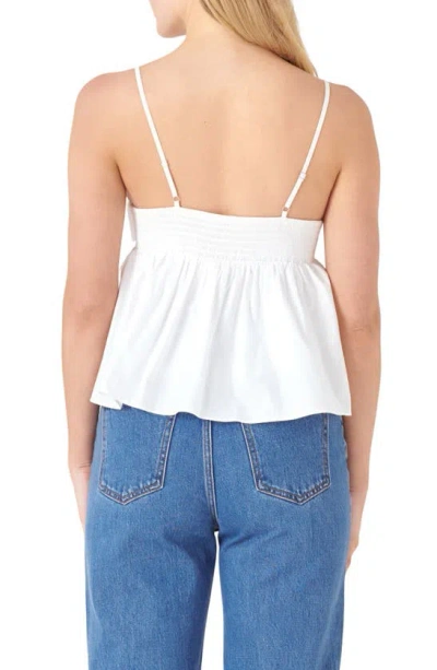 English Factory Front Bow Peplum Top In White