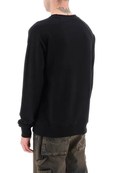 Shop Balmain Crew-neck Sweatshirt With Flocked Logo In Nero