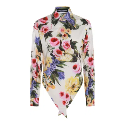 Shop Dolce & Gabbana Shirts In Giardino Fdo Bianco