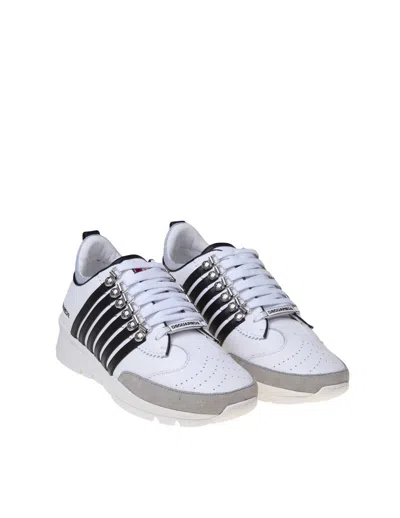 Shop Dsquared2 Leather And Suede Sneakers In White/black