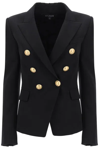 Shop Balmain Fitted Double-breasted Jacket In Nero